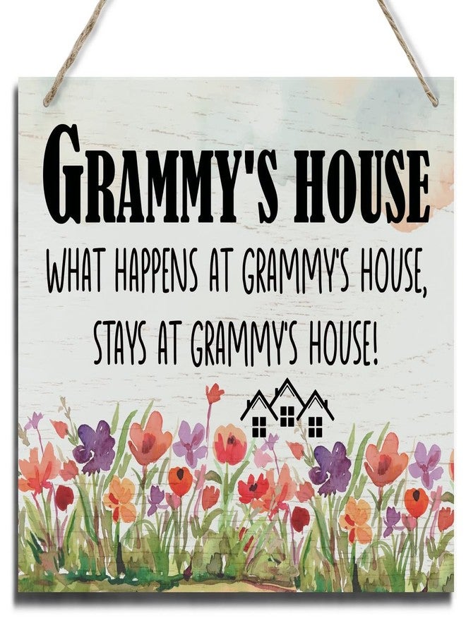 BQL Rustic Sign, Mother's Day Gift, Grandma's Gift, Mom's Gift, Hanging Printed Wood Wall Art Sign Decor, Grammy's House What Happens At Grammy's House, Stays At Grammy's House, Sign Gift for Grandma - Image 1